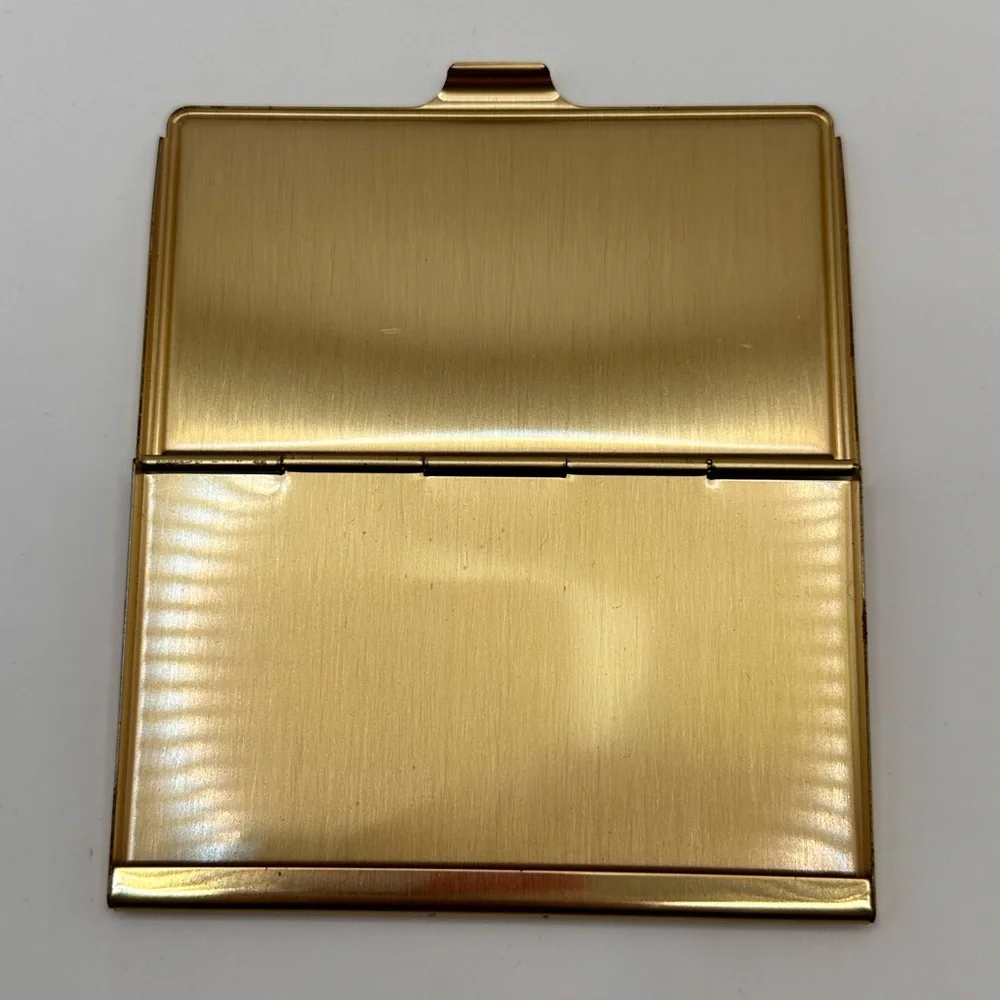 Pierre Cardin Business Card Holder Black Golden Metal Engraved 3.6” x 2.2”